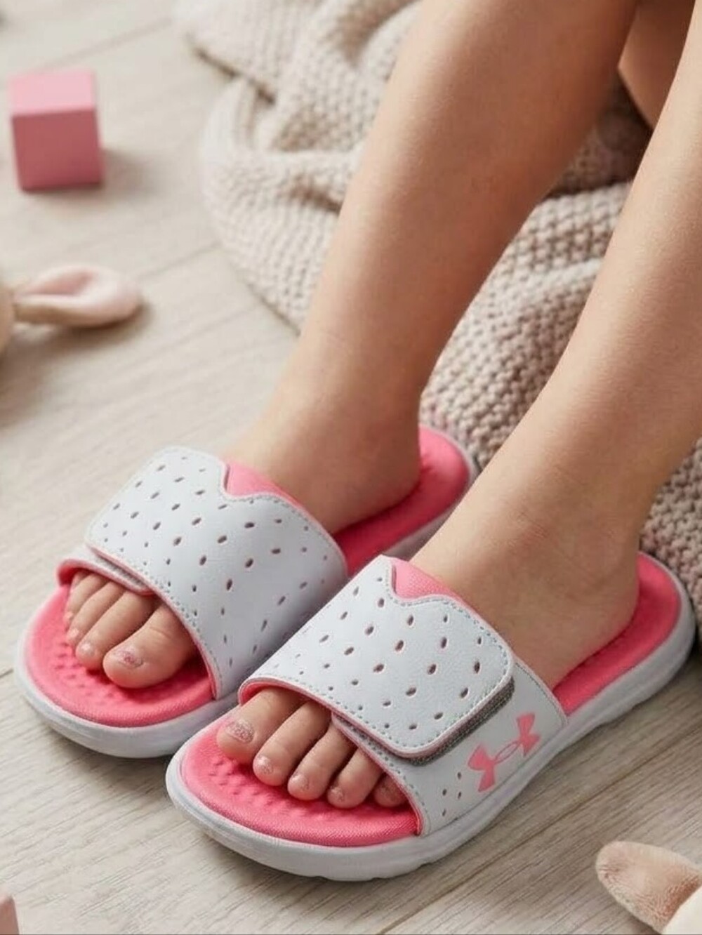Under Armour Kids' Slide Sandals - Pink/White